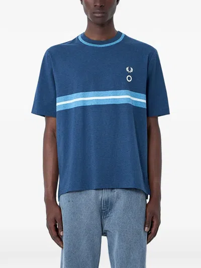 Fred Perry Logo-embroidery Crew Neck T-shirt In Blue