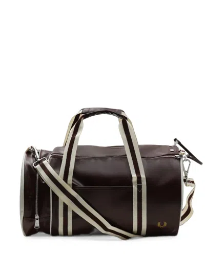 Fred Perry Logo-print Barrel Bag In Burgundy