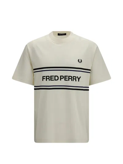 Fred Perry Logo-print Striped T-shirt In Neutral
