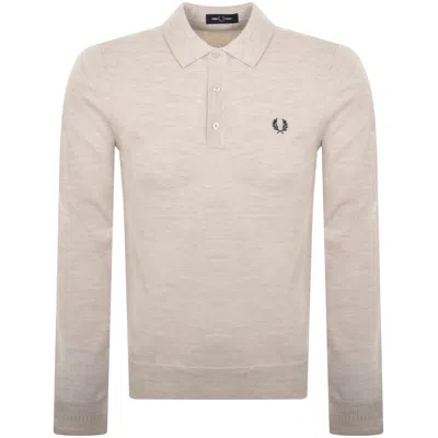 Fred Perry Long Sleeve Knit Polo Beige