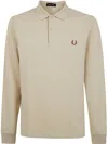 Fred Perry Beige Honeycomb Long-sleeve Polo