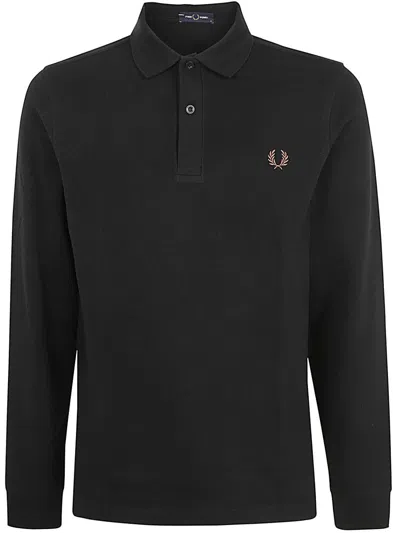 Fred Perry Long Sleeve Plain Shirt In Black