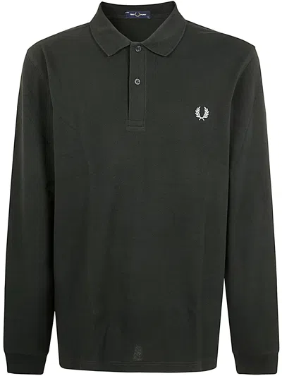 Fred Perry Long Sleeve Plain  Shirt In Green