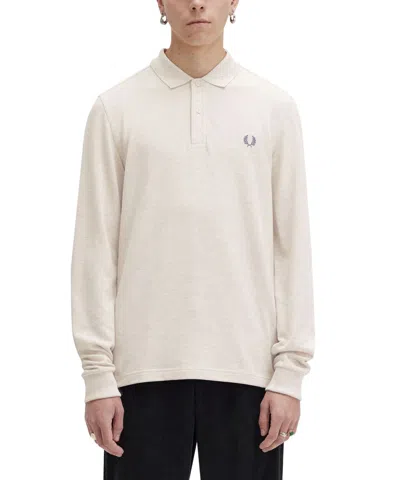Fred Perry Long Sleeve Polo Shirt In Sand