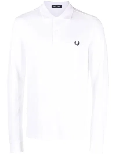 Fred Perry "" Long Sleeve  Shirt In White