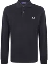 Fred Perry The Polo Collar Long Sleeve Shirt In Black