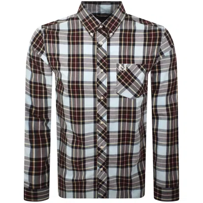 Fred Perry Long Sleeve Tartan Shirt Blue In Black