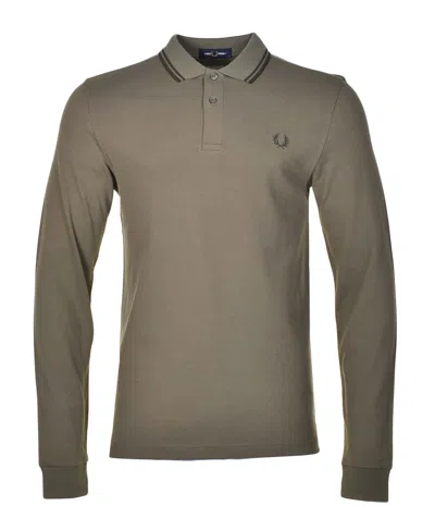 Fred Perry Long Sleeve Twin Tipped Polo Shirt Laurel Green Night Green