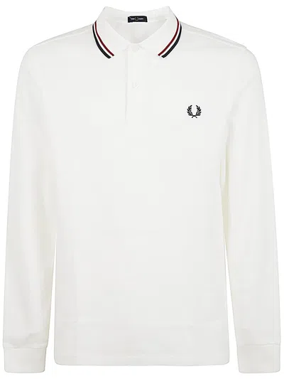 Fred Perry Long Sleeve Twin Tipped Shirt In White