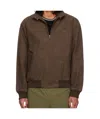 Fred Perry Brown Waxed Harrington Jacket In Green