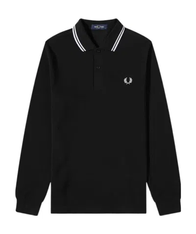 Fred Perry Long-sleeved Cotton Polo Shirt In Black