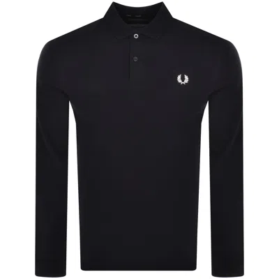 Fred Perry The Polo Collar Long Sleeve Shirt In Blue
