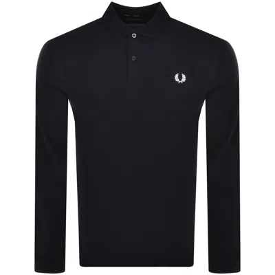 Fred Perry Long Sleeved Pique Polo T Shirt Navy In Blue