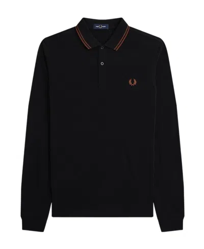 Fred Perry Long-sleeved Polo Shirt In Black