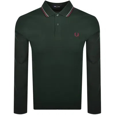 Fred Perry Long Sleeved Polo T Shirt Green