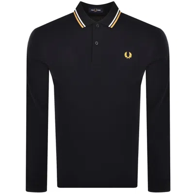 Fred Perry Long Sleeved Polo T Shirt Navy In Blue
