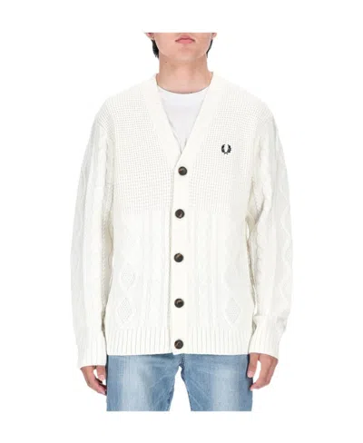 Fred Perry Long-sleeved Sweater In White