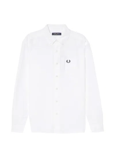 Fred Perry Long-sleeve Pocket Shirt In White