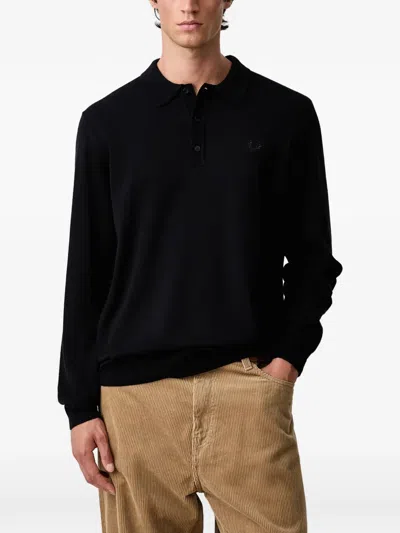 Fred Perry Long-sleeve Polo Shirt In Black
