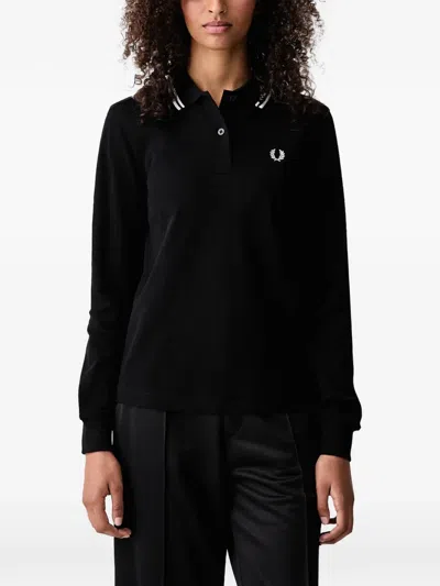Fred Perry Long-sleeve Polo Shirt In Black
