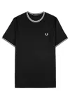Fred Perry Twin Tipped T Shirt Black Silver Blue In Black