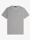 Fred Perry Embroidered-logo Cotton T-shirt In Gray