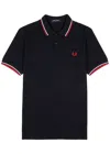 Fred Perry Slim Fit Twin Tipped Polo Navy, White & Red In Blue