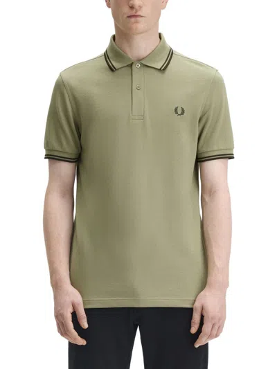 Fred Perry Polo Shirt With Ribbed Cuffs And Short Sleeves In Animal Print