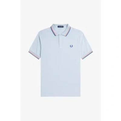 Fred Perry M3600 Polo Shirt Light Smoke/coral Heat In Blue