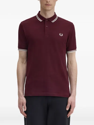 Fred Perry Mens Twin Tipped Signature Polo Shirt Nos In Burgundy