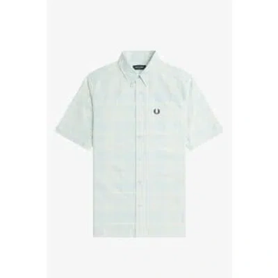 Fred Perry M7823 Short Sleeve Tartan Shirt Light Ice In White