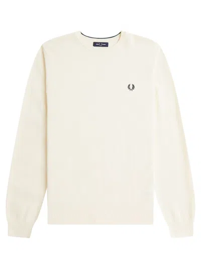 Fred Perry Laurel Wreath Knit Sweater In White