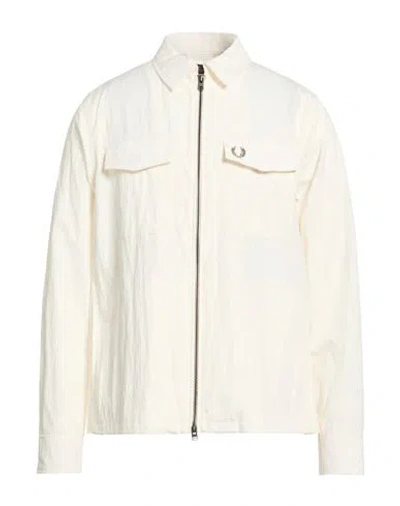 Fred Perry Man Jacket Cream Size M Polyester, Polyamide In White