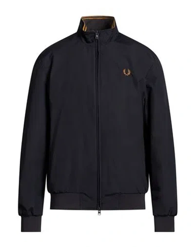 Fred Perry Man Jacket Midnight Blue Size S Polyamide In Black