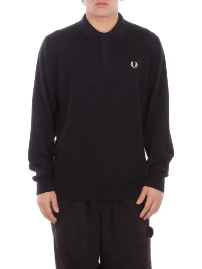 Fred Perry Man Knitted K4535 220 Fp Classic Knitted Shirt Ls Black