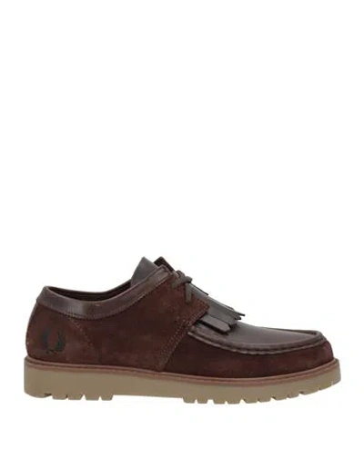 Fred Perry Man Lace-up Shoes Brown Size 9 Leather