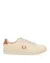 Fred Perry Man Sneakers Beige Size 9 Leather In Neutral