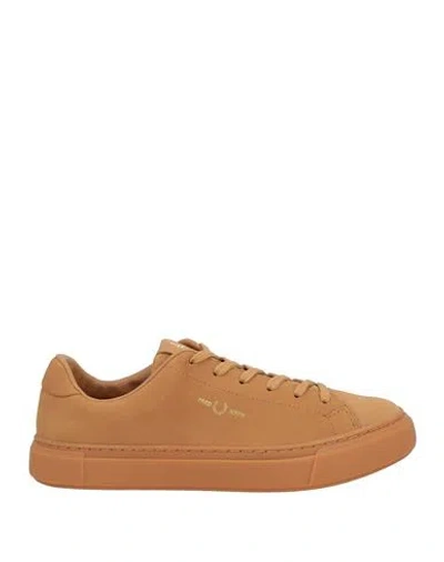 Fred Perry Man Sneakers Camel Size 8 Leather