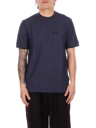 Fred Perry Man T-shirt M2395 738 Fp Pocket Detail Pique T-shirt Aviation In Blue