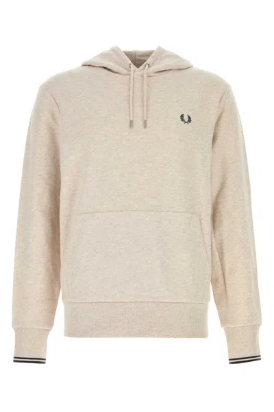 Fred Perry Melange Sand Cotton Sweatshirt In Brown