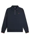 Fred Perry Half Zip Collared Sweatshirt In Blue