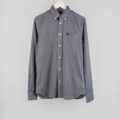 Fred Perry Men's Classic Gingham Long Sleeve Shirt In Black