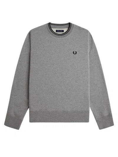 Fred Perry Men's Cotton Logo Sweatshirt In Gray