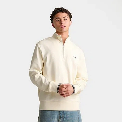 Fred Perry Men's Half-zip Sweatshirt In White