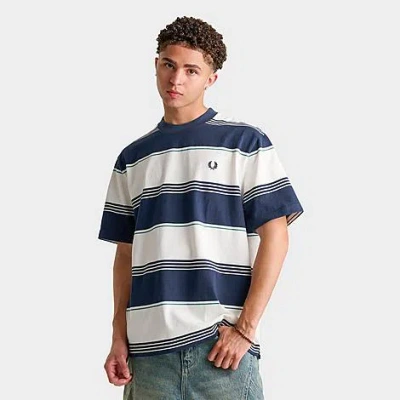 Fred Perry Men's Heavyweight Striped T-shirt In Blue