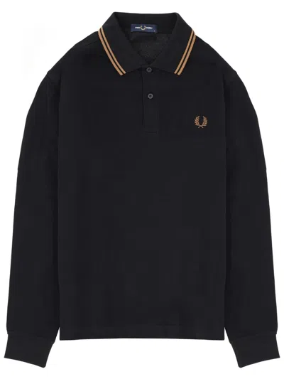 Fred Perry Men's Long Sleeve Polo Shirt In Black