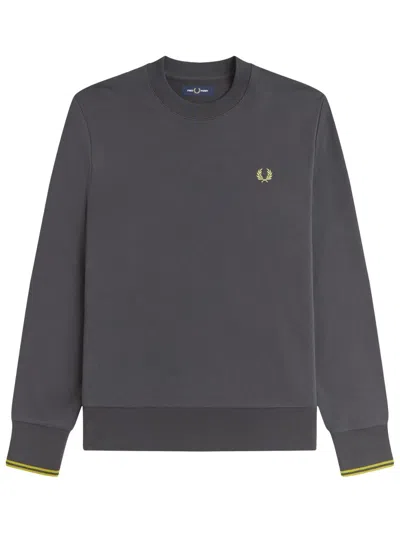 Fred Perry Men's Regular Fit Logo Sweatshirt In Charcoal