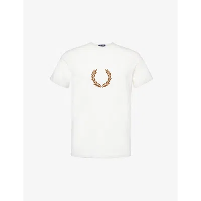 Fred Perry Mens Snow White Ringer Logo-embellished Cotton-jersey T-shirt