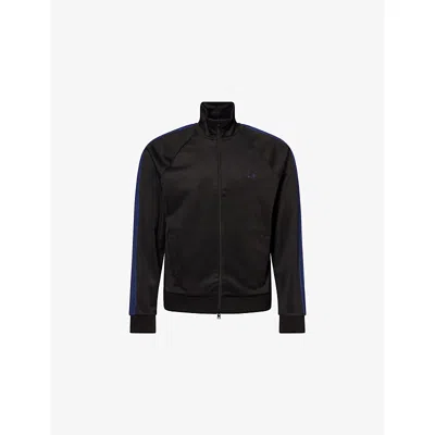 Fred Perry Mens Black Taped High-neck Woven Track Jacket