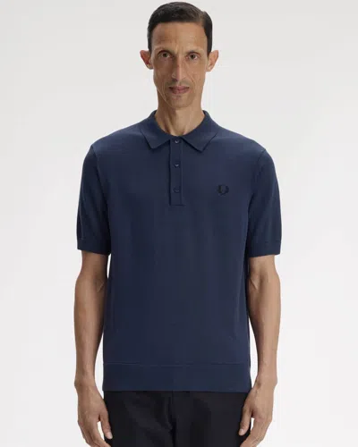 Fred Perry Mens Cotton Knitted Shirt In Blue